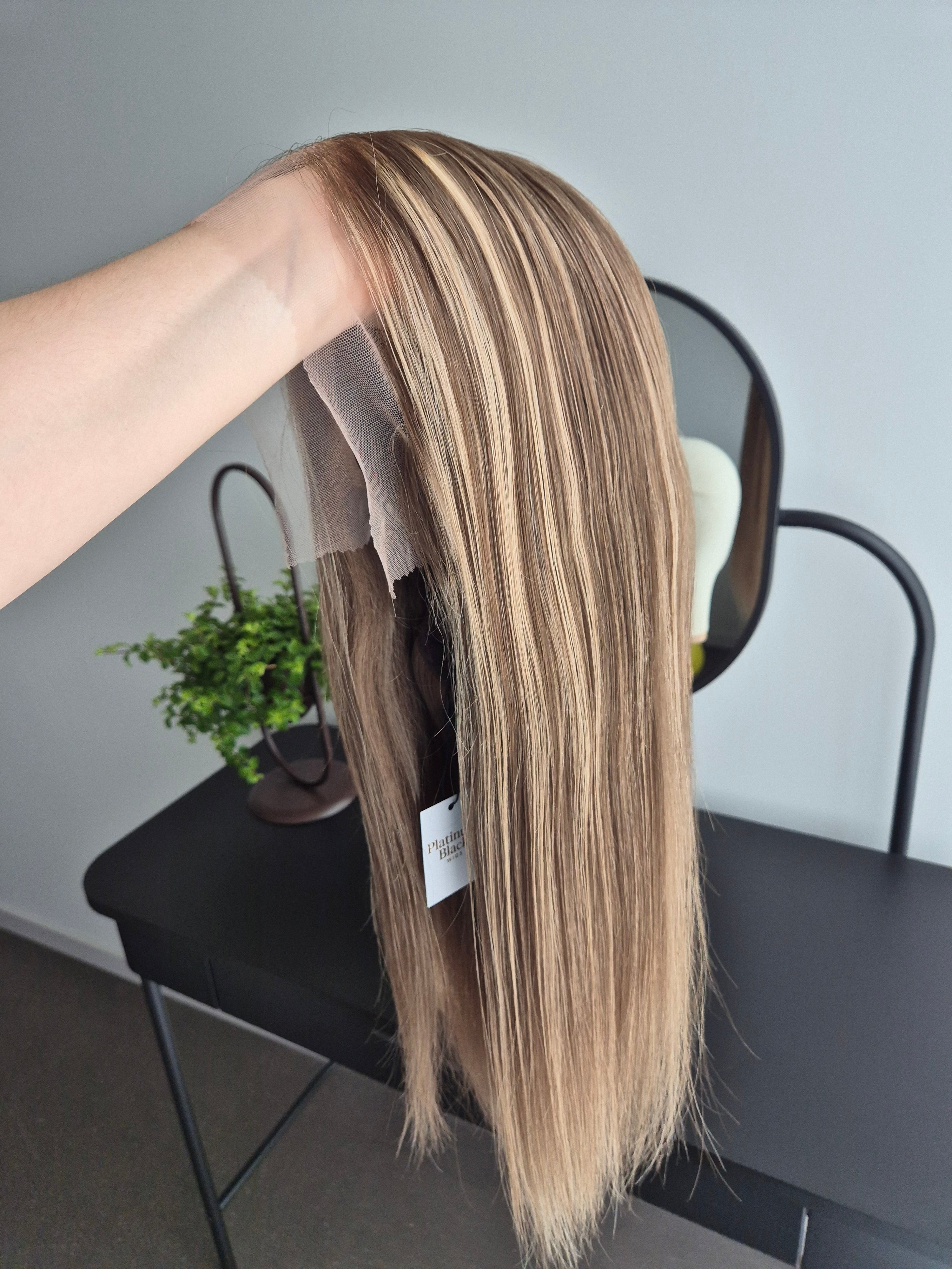 Premium Remy Human Hair Wig (size M)— Platinum Collection