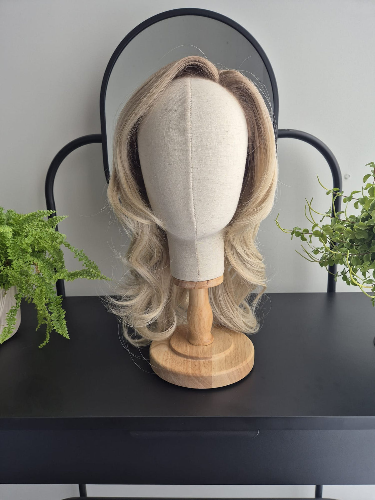"Merlin" monofilament wig, side part