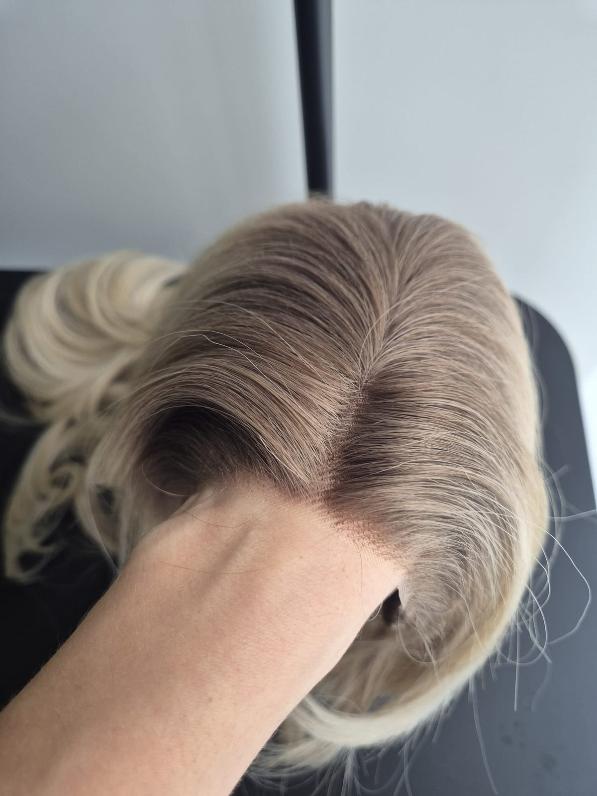 "Merlin" monofilament wig, side part