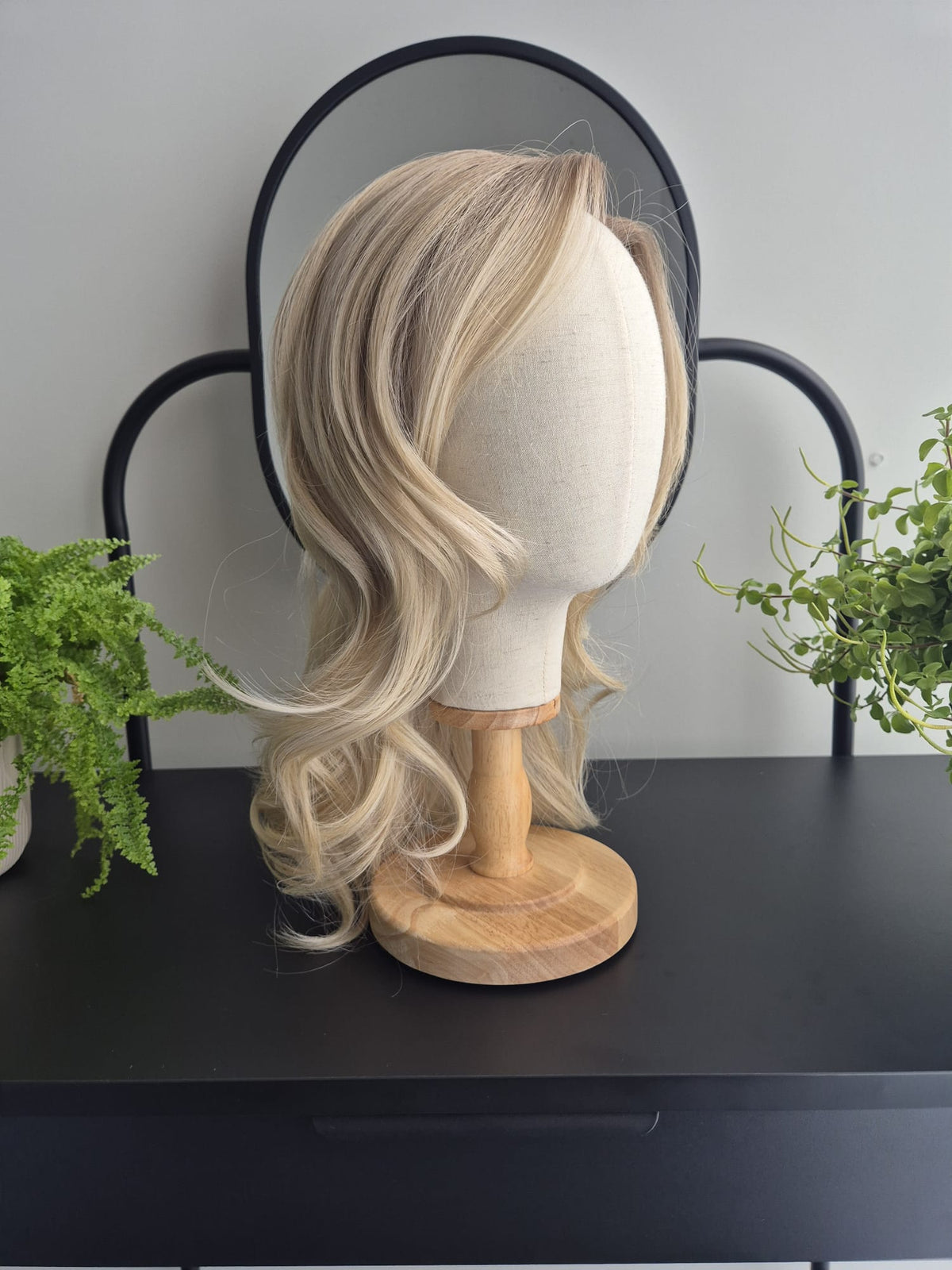 "Merlin" monofilament wig, side part