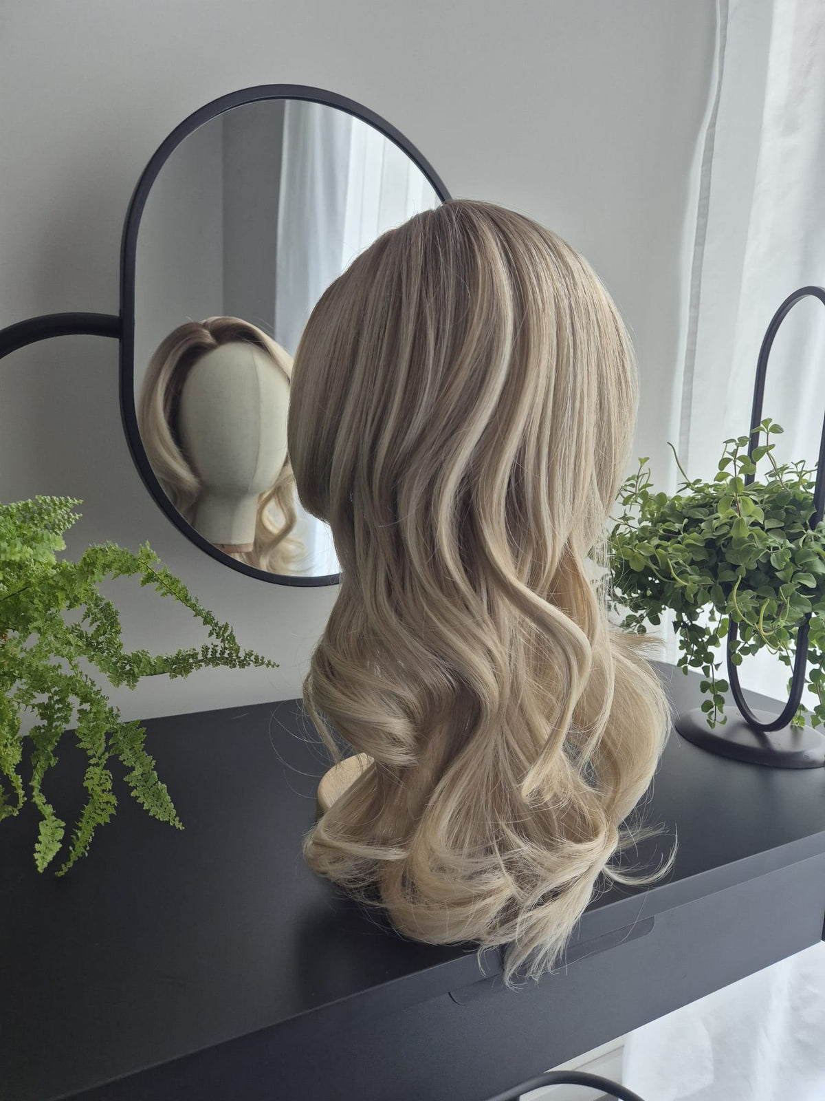"Merlin" monofilament wig, side part