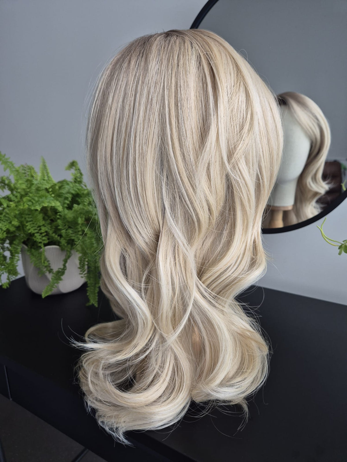 "Merlin" monofilament wig, side part