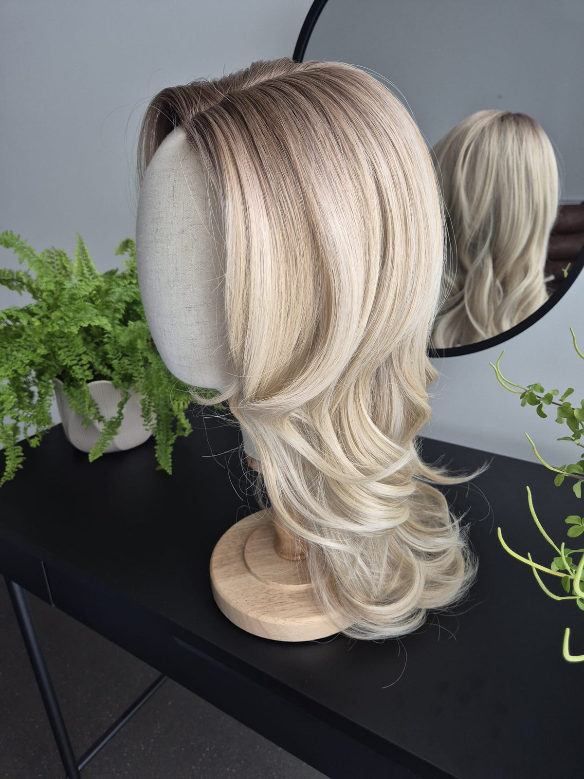 "Merlin" monofilament wig, side part